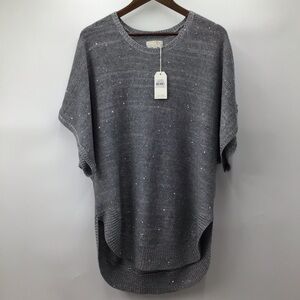 Gray Festive Poncho Tunic Sweater